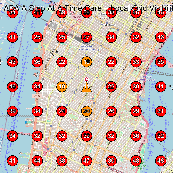 ABA A Step At A Time Care GeoGrid visibility map for Home Health Care Service in New York